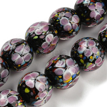 Handmade Inner Flower Lampwork Beads Strands LAMP-L072-F02-1