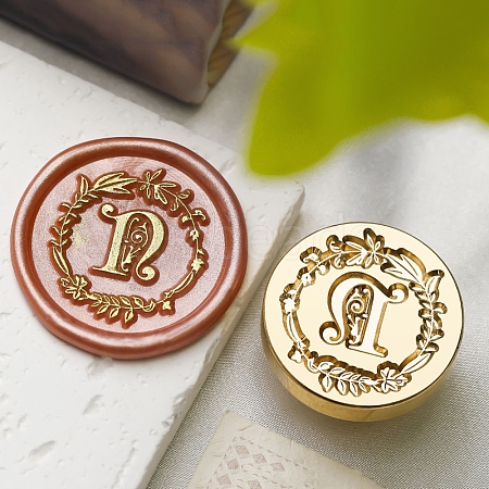 Golden Tone Wax Seal Brass Stamp Head DIY-B079-01G-N-1