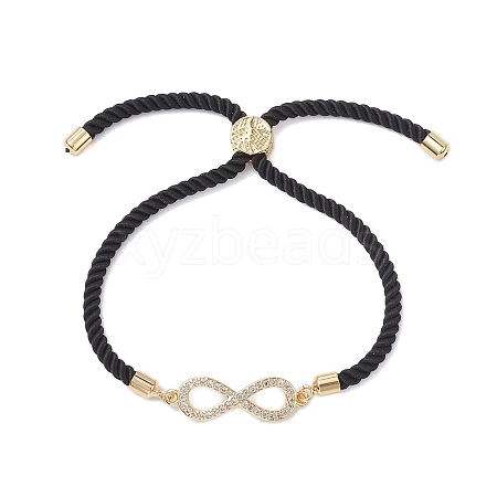 Infinity Brass Micro Pave Clear Cubic Zirconia Link Bracelets BJEW-JB10646-01-1