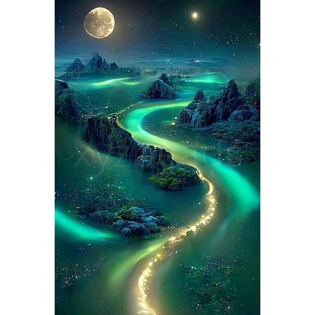 Fancy Night Mountain Scenery DIY Diamond Painting Kit PW-WG93600-02-1