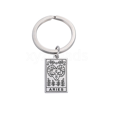 Non-Tarnish Rectangle with Constellation Stainless Steel Keychains PW-WG419B0-19-1