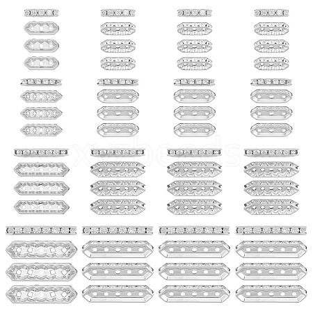 120Pcs 4 Styles Alloy Crystal Rhinestone Spacer Bars FIND-ME0004-07S-1