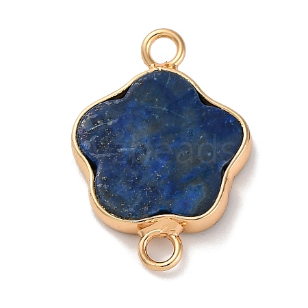 Natural Lapis Lazuli Flower Connector Charms KK-U042-17G-05-1