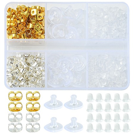 400Pcs 4 Style Iron & Plastic Ear Nuts FIND-FS0001-87-1