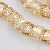 Half Rainbow Plated Glass Faceted Cube Beads Strands GLAA-A031-4mm-HR05-1