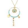 Boho Plasic Bead & 304 Stainless Steel Flower & leaf Pendant Cable Chain Necklaces for Women NJEW-A032-07G-02-1