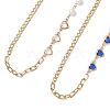 2Pcs 2 Colors Round White Shell Pearl & Heart 304 Stainless Steel Glass Link Chain Necklaces for Women NJEW-JN05594-2