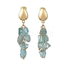 Brass with Raw Rough Natural Aquamarine Beads Stud Dangle Earrings EJEW-JE07474-02-3