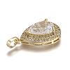Golden Plated Brass Micro Pave Clear Cubic Zirconia Pendants ZIRC-F123-04A-3
