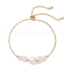 Natural Rose Quartz Beads Link Bracelets BJEW-JB13087-01-2