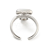 Brass Letter Open Cuff Rings for Women RJEW-G313-01T-P-3