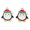 Christmas Theme Barrel Plating Alloy Enamel Pendants PALLOY-S192-01KCG-05-1