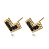 Rack Plating Brass Micro Pave Cubic Zirconia Stud Earring EJEW-C101-12G-1