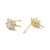 Rack Plating Brass Micro Pave Cubic Zirconia Studs Earrings Fiinding KK-K360-29G-2