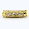 CZ Jewelry Brass Micro Pave Cubic Zirconia Hollow Curved Tube Beads ZIRC-M024-11-2