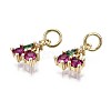 Brass Micro Pave Green & Purple Cubic Zirconia Charms ZIRC-S067-006-NR-3