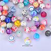Printed Round Silicone Focal Beads SI-JX0056A-202-2