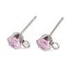 304 Stainless Steel Micro Pave Cubic Zirconia Stud Earring Findings STAS-H240-56P-12-1