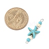 10Pcs 2 Colors Dyed Synthetic Turquoise Starfish Rondelle Round Beaded Connector Charms PALLOY-JF04015-3