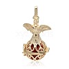 Golden Plated Brass Hollow Round Cage Pendants KK-J251-11G-2