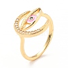 Double Horn/Crescent with Eye Cubic Zirconia Cuff Ring for Women RJEW-C004-24-RS-4