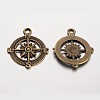 Compass Tibetan Style Alloy Pendants X-PALLOY-K110-25AB-NR-2