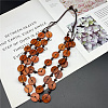 Dyed Natural Coconut Disc Beaded PU Leather Multi-Strand Necklaces for Women FS-WG04026-02-1