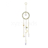 Natural Green Aventurine Woven Net/Web with Feather Window Hanging Suncatchers HJEW-JM00852-02-2