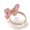 Adjustable Brass Glass Finger Rings RJEW-P148-A01-14-3