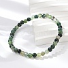 Natural Moss Agate Beaded Stretch Bracelets BJEW-D446-A-44-6