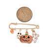 3Pcs 3 Style Halloween Skull & Ghost & Pumpkin Enamel Safety Pin Brooch JEWB-TA00012-5