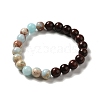 8.5mm Round Sandalwood and Synthetic Shoushan Stone Beaded Stretch Bracelets BJEW-B080-08A-1