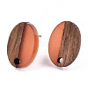 Resin & Walnut Wood Stud Earring Findings MAK-N032-004A-A05-2