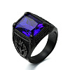316L Stainless Steel & Cubic Zirconia Men's Vintage Carved Finger Rings FS-WG82D33-68-1