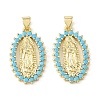 Brass Micro Pave Sky Blue Cubic Zirconia Pendants CU-CBA6938-11G-02-1