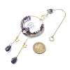 Wire Wrapped Natural Amethyst Chips & Brass Ring Pendant Decorations HJEW-TA00102-01-3