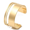 Titanium Steel Hollow Striped Open Cuff Bangles for Women BJEW-G719-06G-1