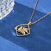 Brass Clear Cubic Zirconia Pendant Necklaces for Women NJEW-B121-01G-03-3