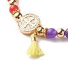 Reiki 7 Chakra Natural Mixed Stone Round Beads Stretch Bracelet for Girl Women BJEW-JB07003-01-4