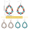 ANATTASOUL 3 Pairs 3 Color Synthetic Turquoise Beaded Teardrop Dangle Earrings EJEW-AN0004-81-2