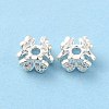 Rack Plating Brass Micro Pave Clear Cubic Zirconia Clover Beads KK-D075-04S-4