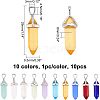 10Pcs 10 Colors Bullet Glass Pointed Pendants GLAA-FH0001-49-2