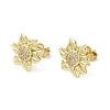 Brass Micro Pave Clear Cubic Zirconia Stud Earrings EJEW-A036-02G-1