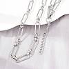 304 Stainless Steel Paperclip Chains Bracelet & Necklace Jewelry Sets SJEW-L199-02P-2