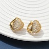 Brass Micro Pave Clear Cubic Zirconia Hoop Earrings EJEW-C182-03G-2