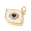 Brass Micro Pave Dark Blue Cubic Zirconia & Natural White Shell Pendants CU-CBA6938-01G-01-2