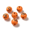 Printed Round Wood European Beads WOOD-M006-04-1