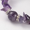 Chips Natural Amethyst Beaded Stretch Bracelets BJEW-JB02131-04-2