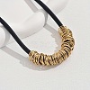 Bohemian Style Alloy Multiple Ring Waxed Cord Choker Necklaces for Women FS-WGCCD3B-01-4