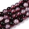Crackle Baking Paint Imitation Jade Glass Beads Strands DGLA-T003-6mm-14-1